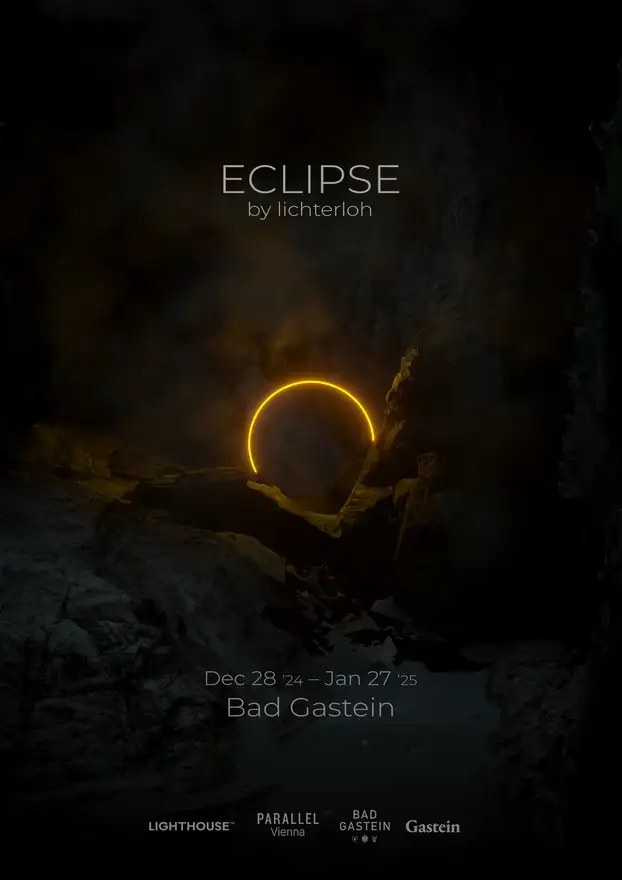 Eclipse Lichtinstallation Bad Gastein Wasserfall